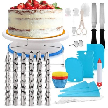 CakeDecor Stainless Steel Cake Decorating Supplies Cake Turntable 106PCS/Set DIY Cream Tools