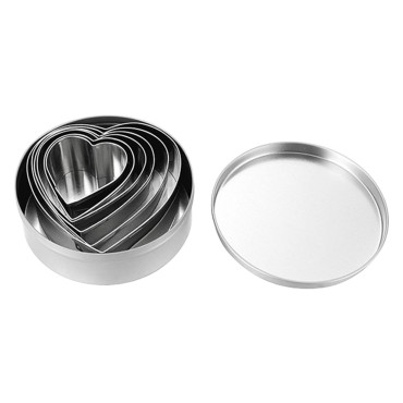 6Pcs Biscuit Mould Stainless Steel Heart Shaped Cookie Biscuit Cutter DIY Baking Mold Pastry Baking Tool for Birthday Cup Cakes Party Dessert Restaurant Kitchen Gadgets Dishwasher Safe