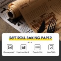 26FT Roll Baking Paper Greaseproof Heat-resistant Kitchen Cooking Sheets Non-Stick Baking Parchment for Baking Grilling Air Fryer Steaming Bread Cup Cake Cookie