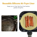 14.5cm/5.7inch Air Fryer Liner Reusable Silicone Air Fryer Pot Easy Cleaning Round Silicone Liner Replacement for Parchment Paper Liners