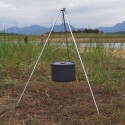 Portable Telescopic Tripod 3 Sections Aluminum Alloy Outdoor Camping Picnic Hanging Pot Holder