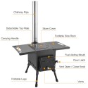 Portable Foldable Wood Burning Stove Camp Tent Stove with Chimney Pipe for Tent Shelter Heating Cooking