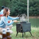 Portable Foldable Wood Burning Stove Camp Tent Stove with Chimney Pipe for Tent Shelter Heating Cooking