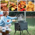 Portable Foldable Wood Burning Stove Camp Tent Stove with Chimney Pipe for Tent Shelter Heating Cooking