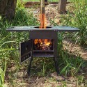 Portable Foldable Wood Burning Stove Camp Tent Stove with Chimney Pipe for Tent Shelter Heating Cooking