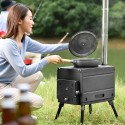 Portable Foldable Wood Burning Stove Camp Tent Stove with Chimney Pipe for Tent Shelter Heating Cooking