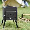 Portable Foldable Wood Burning Stove Camp Tent Stove with Chimney Pipe for Tent Shelter Heating Cooking