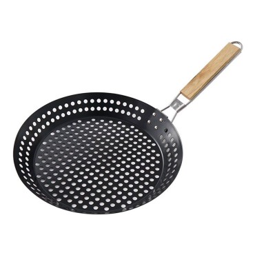 Outdoor Folding Round Barbecue Tray Ovenware Picnic BBQ Non-stick Frying Pan Round Baking Pan Holes Grill Tray Plate