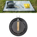 Outdoor Folding Round Barbecue Tray Ovenware Picnic BBQ Non-stick Frying Pan Round Baking Pan Holes Grill Tray Plate