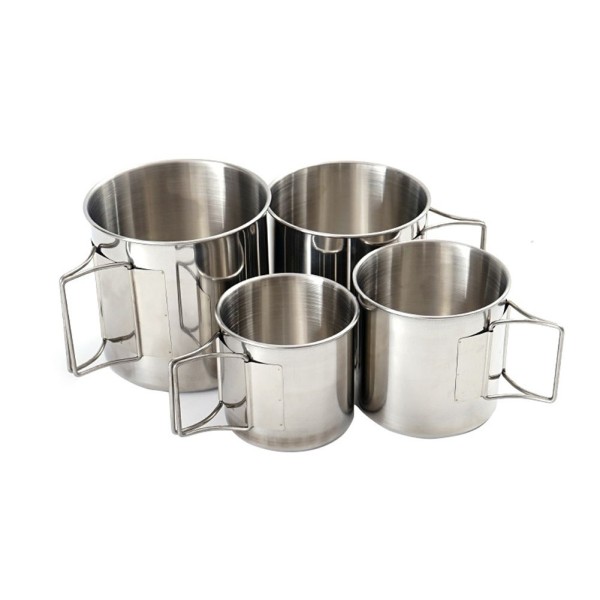 4PCS 304 Stainless Steel Outdoor Camping Cup Set Portable Mountaineering Trekking Cups Travel Hiking Cookware Equipment Accessory