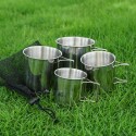 4PCS 304 Stainless Steel Outdoor Camping Cup Set Portable Mountaineering Trekking Cups Travel Hiking Cookware Equipment Accessory