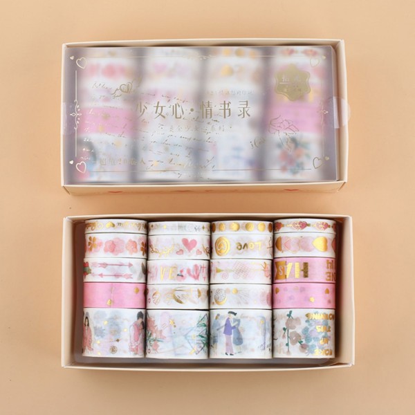20 Rolls Washi Japanese Paper Tape Gold Foil Masking Tape Decoration Tape 2 Meters for DIY Journals Scrapbooks Gift Wrapping