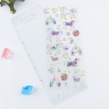 Dream Epoxy Resin Crystal Sticker Bronzing Transparent Decoration Stickers Self-Adhesive 19.5*7cm for DIY Decoration Journals Scrapbooks Diary Planner