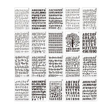 20pcs B5 Alphabet Letter Number Stencils Drawing Painting PET Templates Reusable for Journal DIY Art Craft Scrapbooking Planner Decoration