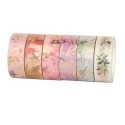 6 Rolls Washi Tape Set Floral Gold Foil Washi Masking Tape 15mm Wide Plant Leaves Flower Decorative Adhesive Tape Sticker for DIY Arts & Crafts Journals Planners Scrapbooking Card Gift Wrapping