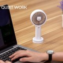 Mini Handheld Desk USB Fan Cute Bear Shape 3 Gears Adjustable Colorful Light with Rope Portable for Travel Office Study