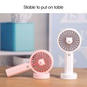 Mini Handheld Desk USB Fan Cute Bear Shape 3 Gears Adjustable Colorful Light with Rope Portable for Travel Office Study