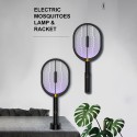 3 in 1 Electric Fly Swatter Portable Handheld USB Rechargeable Mosquito Zapper Killer Lamp & Racket with Table Wall Holder