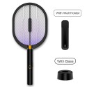 3 in 1 Electric Fly Swatter Portable Handheld USB Rechargeable Mosquito Zapper Killer Lamp & Racket with Table Wall Holder