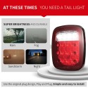 2Pcs Tail Lights 16L-EDs Brake Reverse Turn Signal Lamp for RV V-ans Truck Trailer J-eep SUV