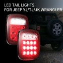 2Pcs Tail Lights 16L-EDs Brake Reverse Turn Signal Lamp for RV V-ans Truck Trailer J-eep SUV