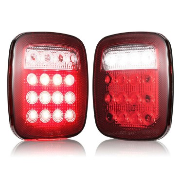 2Pcs Tail Lights 16L-EDs Brake Reverse Turn Signal Lamp for RV V-ans Truck Trailer J-eep SUV