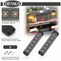 6PCS Yellow Hazard Beacon 6 Strobe LED Lights Emergency Flashing Side Marker Light Bars Warning Signal Towing Truck Flashing Lamp