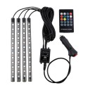 Car LED Strip Light, 4pcs 36 LED DC 12V Multicolor Music Car Interior Light LED Under Dash Lighting Kit with Sound Active Function & Wireless Remote Control