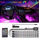 Car LED Strip Light, 4pcs 36 LED DC 12V Multicolor Music Car Interior Light LED Under Dash Lighting Kit with Sound Active Function & Wireless Remote Control