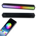 32 Bit RGB Sound Field Pickup Ambient Light Voice Activated Pickup Rhythm Light Sound Reactive LED Light Bar Colorful Fashionable BT Control Lamp Bar for Car Home Office Decoration