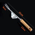 Manual Weeding Stainless Steel Fork Wood Handle Digging Removal Tool Transplanting Root Tool