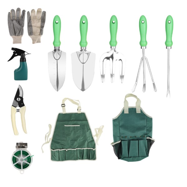 11PCS Garden Tools Set with Gardening Tote Bag Gardening Tool Kit Organizer Shovels Trowel Hand Rake Gloves Garden Sprayer