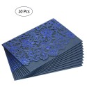 10pcs Pearl Paper Embossment Invitation Cards Invitation Holders for Wedding Birthday Party Anniversay--Blue