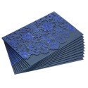 10pcs Pearl Paper Embossment Invitation Cards Invitation Holders for Wedding Birthday Party Anniversay--Blue