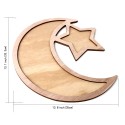 Rustic Wooden Eid Mubarak Party Serving Tray Ramadan Food Tableware Display Desk Organizer Wood Decoration