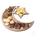 Rustic Wooden Eid Mubarak Party Serving Tray Ramadan Food Tableware Display Desk Organizer Wood Decoration