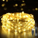 Fairy Lights 393in 100 LEDs String Lights USB IP65 Waterproof Warm White for Xmas,Wedding,Indoor/Outdoor-Silver Wire