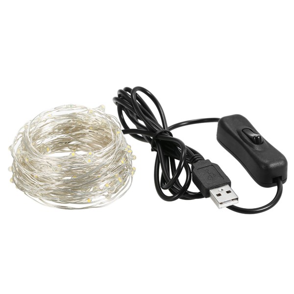 Fairy Lights 393in 100 LEDs String Lights USB IP65 Waterproof Warm White for Xmas,Wedding,Indoor/Outdoor-Silver Wire