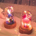 Multifunctional Flower Lamp Rechargeable BT Speaker Music Player Wishing Bottle Preserved Rose in Glass Dome Nightlight Forever Flower Desk Lamp New Year Valentine Mother's Day Birthday Gift for Family Friends Schoolmates