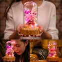 Multifunctional Flower Lamp Rechargeable BT Speaker Music Player Wishing Bottle Preserved Rose in Glass Dome Nightlight Forever Flower Desk Lamp New Year Valentine Mother's Day Birthday Gift for Family Friends Schoolmates