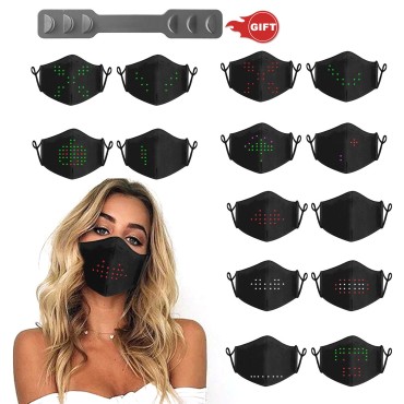Led Face Mask,Voice Control Mouth Shape Light Display USB Rechargeable Glowing Luminous Dust Mask for Halloween Christmas Party Festival Dancing Rave Masquerade Costumes