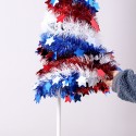 5FT Artificial Tinsel Tree 4th of July Independence Day Tinsel Tree Sequin Star Ornaments Garland Tree for Patriotic Party Decorations