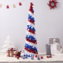 5FT Artificial Tinsel Tree 4th of July Independence Day Tinsel Tree Sequin Star Ornaments Garland Tree for Patriotic Party Decorations