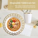 Disposable Tableware Set for 8 Guests Disposable Paper Dinnerware Plates Cups Napkins for Birthday Camping Picnics Party