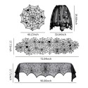 5PCS Halloween Decorations Set Spider Cobweb Tablecloth Table Runner Black Lace Fireplace Scarf Lampshade 36pcs Scary Bat Wall Stickers for Festival Party Zombie Haunted House Props