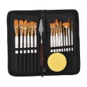 Artist Paint Brush Set 15 different Shapes & Sizes Paintbrushes Wood Handles No Shed Hairs with Free Painting Knife&Sponge For Creative Body Paint Acrylics Oil Painting