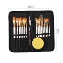 Artist Paint Brush Set 15 different Shapes & Sizes Paintbrushes Wood Handles No Shed Hairs with Free Painting Knife&Sponge For Creative Body Paint Acrylics Oil Painting