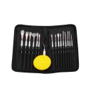 15pcs/set Artist Paint Brushes Set with Scraper Sponge Ball Carrying Case Professional Drawing Paintbrush Nylon Hair Wooden Handle for Artists Adults Students Beginners Art Supplies for Watercolor Acrylic Oil Gouache Face Body Painting