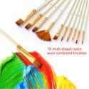 10pcs Paint Brushes Set Kit Multiple Mediums Brushes with Nylon Hair for Artist Acrylic Aquarelle Gouache Watercolor Oil Painting for Great Art Drawing Supplies