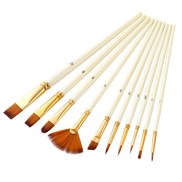 10pcs Paint Brushes Set Kit Multiple Mediums Brushes with Nylon Hair for Artist Acrylic Aquarelle Gouache Watercolor Oil Painting for Great Art Drawing Supplies